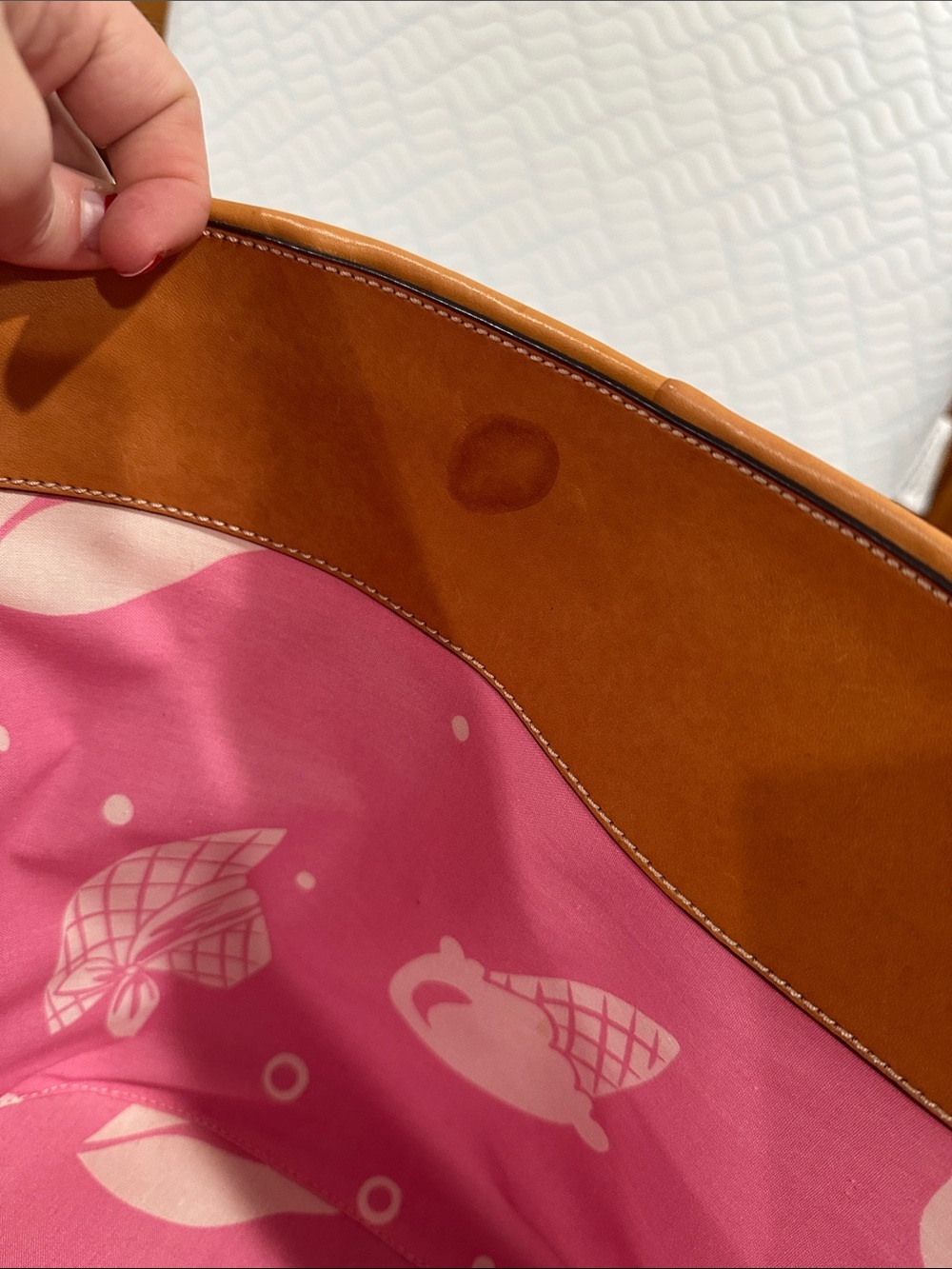 Loewe Anagram Raffia Straw Tote Tan Leather Trim w/ pochette - pink interior - Picture 12 of 14